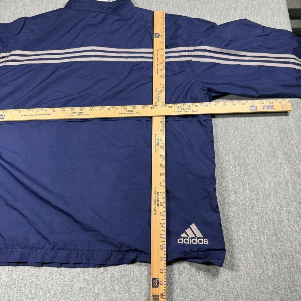 Adidas Jacket Mens XXL Blue Vintage 3-Stripe Mesh Lined Windbreaker 90s
